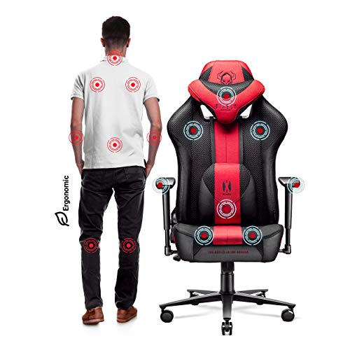 Diablo X-Player 2.0 Silla Gaming Oficina Apoyabrazos 3D Diseño Ergonómico Cuello/Cojín Lumbar Antracita-Carmesí Normal (L)