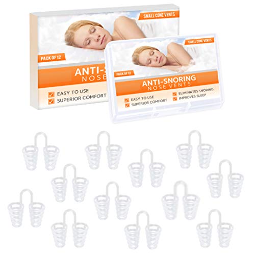 Dilatador nasal Nose Relief - (Paquete de 12 tamaños pequeños) Ventilaciones duras de silicona - Solución sencilla para los que respiran por la nariz - por Mobi Lock Beauty