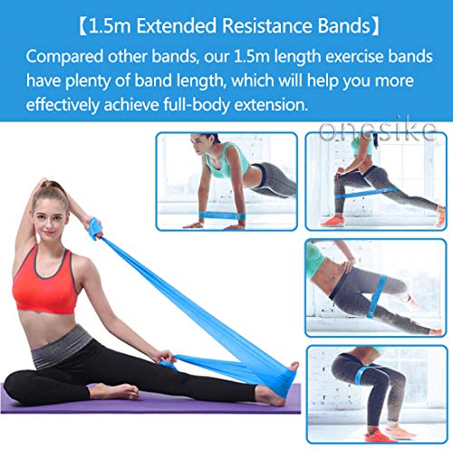 DIWUJI 3 Piezas Bandas Elásticas Fitness, 1.5M Bandas Elásticas Resistencia Ejercicio Set con 3 Niveles de Resistencia para Yoga, Pilates, Crossfit, Estiramiento de Fuerza