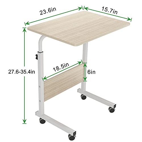 DlandHome 60 * 40 cm Ajustable Mesa de Ordenador Portatil con Ruedas Sofá Mesa Mesas de Centro, Arce