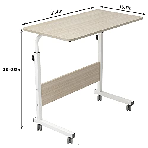 DlandHome 80 * 40 cm Ajustable Mesa de Ordenador Portatil con Ruedas Sofá Mesa Mesas de Centro, Arce