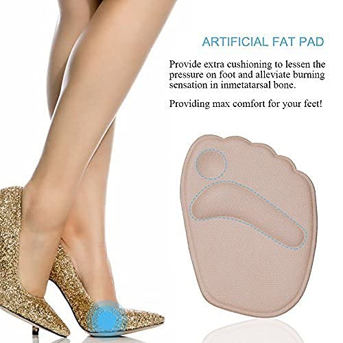 DOACT 2 pares de Plantillas para Tacones, Almohadilla Metatarsal para Proteger los Pies para Evitar la Adherencia, Ortesis para Aliviar el Dolor del Antepié (35-40EU) (Beige + Negro)