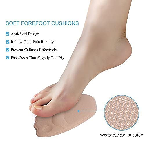 DOACT 2 pares de Plantillas para Tacones, Almohadilla Metatarsal para Proteger los Pies para Evitar la Adherencia, Ortesis para Aliviar el Dolor del Antepié (35-40EU) (Beige + Negro)