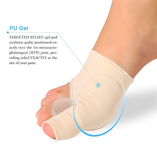 Doact Corrector de Juanetes Férula para Juanete Protector Alivio Dolor del protector dedo pie Pie, Hallux Valgus - Hombres y Mujeres(1 par) (Beige)