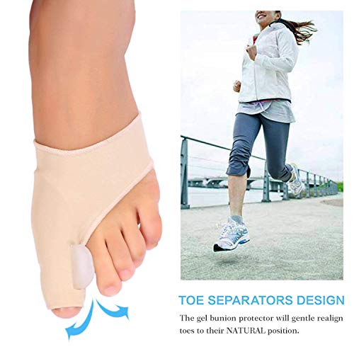 Doact Corrector de Juanetes Férula para Juanete Protector Alivio Dolor del protector dedo pie Pie, Hallux Valgus - Hombres y Mujeres(1 par) (Beige)