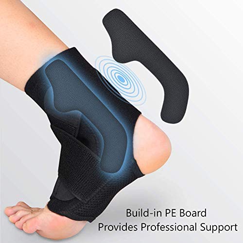 DOACT Tobilleras Deportivas Ajustable de Compresión Estabilizadora con Laterales Fijación Auxiliar para la Recuperación de Lesiones, Artritis, Tendinitis, 1 delgado tobillera Pieza y 2 PE Tablero