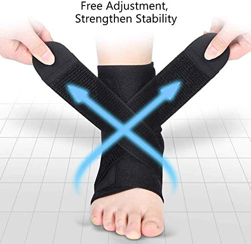 DOACT Tobilleras Deportivas Ajustable de Compresión Estabilizadora con Laterales Fijación Auxiliar para la Recuperación de Lesiones, Artritis, Tendinitis, 1 delgado tobillera Pieza y 2 PE Tablero