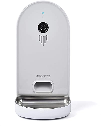 Dogness 01 F01WH Smart CAM Feeder - Comedero automático con cámara, micrófono y Altavoz, Control de Aplicaciones, Color Gris