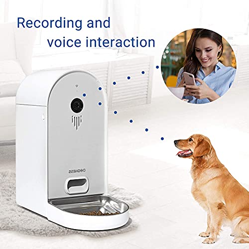 Dogness 01 F01WH Smart CAM Feeder - Comedero automático con cámara, micrófono y Altavoz, Control de Aplicaciones, Color Gris