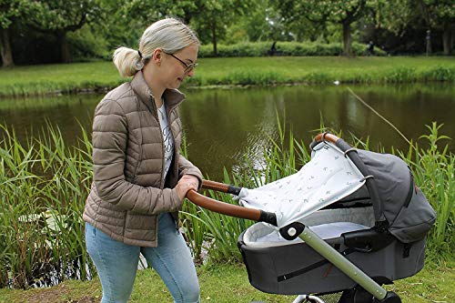 Dooky Universal Cover Origami Swallow Grey Protección solar, protección climática para el asiento del bebé en el coche y la silla de paseo (protección UV SPF 40+, TÜV probado, ajuste universal), Gris