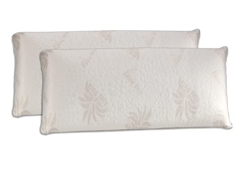 Dormio - Pack de 2 unidades, almohada viscoelástica con adaptabilidad al cuello, tejido Aloe Vera, termorregulable, 70 cm, blanco