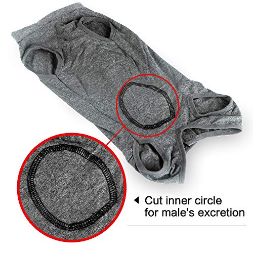 Dotoner Chaleco de recuperación para Perros y Gatos, Protector de heridas Abdominales, Ropa quirúrgica médica para Cachorros(Gris,L)