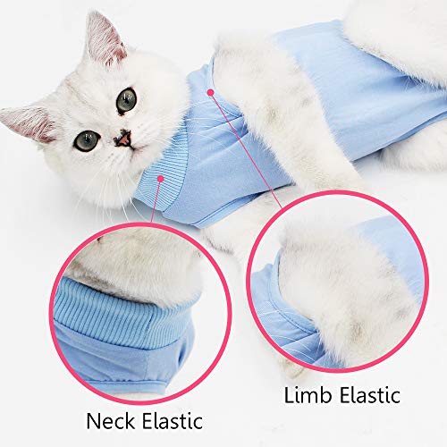 Dotoner Gatos Traje de recuperación Profesional para heridas Abdominales o Enfermedades de la Piel Alternativo para Gatos y Perros después de la cirugía Ropa para el hogar(Azul,s)