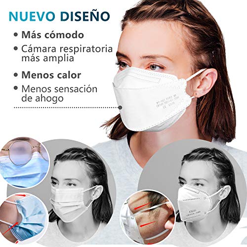 DOUBLE M Mascarillas FFP2 NR Certificación CE 0370 Uso Personal 3, 5, 10, 20, 50 o 100 pcs, filtración ≥ 95%, comoda ligera, Filtro Multicapa, Uso Personal, Mascarillas Facial Protección