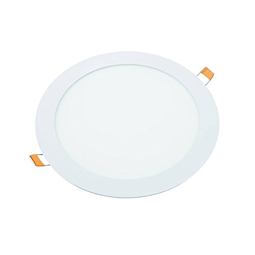 Downlight LED 18W Redondo Plano De Empotrar Luz Blanca Neutra 4200K, Aluminio Aro Blanco Mate, Para Hueco De 200-205mm Blanco