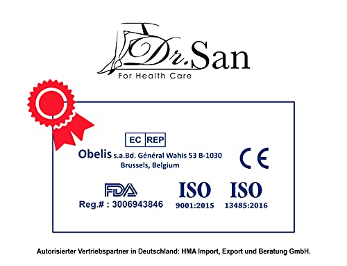 Dr. SAN® Medias de compresión médicas certificadas por la TÜV - FDA, 20-30 mmHg, 280 deniers, clase 2, para hombre y mujer, de apoyo para vuelo y embarazo, hasta la rodilla.