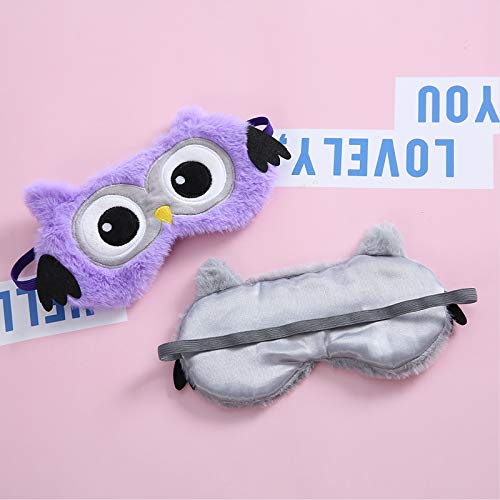 dressfan Animal Búho Antifaz Máscara para Dormir Mujer Niñas Niños Felpa Seda,Algodón Relleno Suave Respirable Anti-luz Viaje Portátil Máscara para Los Ojos Viajar Siesta,Gris