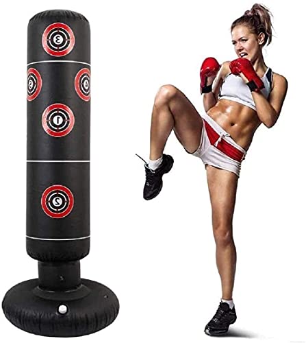 Ducomi Greg - Saco de boxeo inflable – Entrenamiento boxeo, kick boxing, fitboxe – Saco base rellenable con arena, agua para adultos – Gimnasio y casa – Saco y bomba de inflado (160 cm)