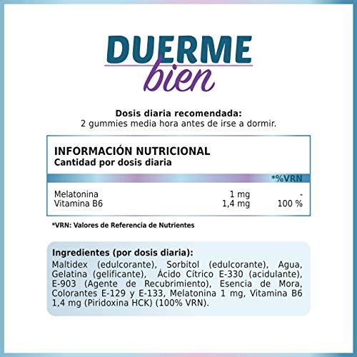 DUERME BIEN – Melatonina Pura 100% Asimilada de Absorción Sublingual + Vitamina B6 | Para un Descanso Profundo y Reparador | Dormirás Como Nunca Antes | Melatonina de Rápida Actuación | 60 UND.