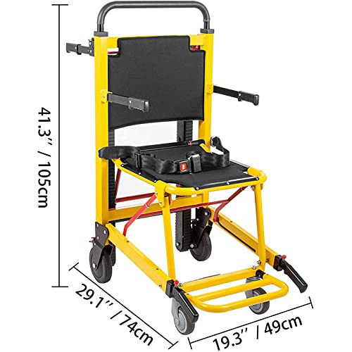 DYR Silla elevadora de escaleras médica EMS, escaleras motorizadas para sillas de Ruedas, Silla de evacuación para Bombero de Ambulancia con Hebillas de liberación rápida, Carga de 350 Libras