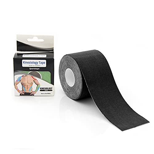 Dyroe Kinesiotape, Cinta kinesiologica,Mobitape, Venda Neuromuscular Adhesiva, Alivio dolor muscular, Elásticas, Impermeable, Vendaje kinesiológico, Apto para múltiples zonas, Rollo, 5x5cm, Negro