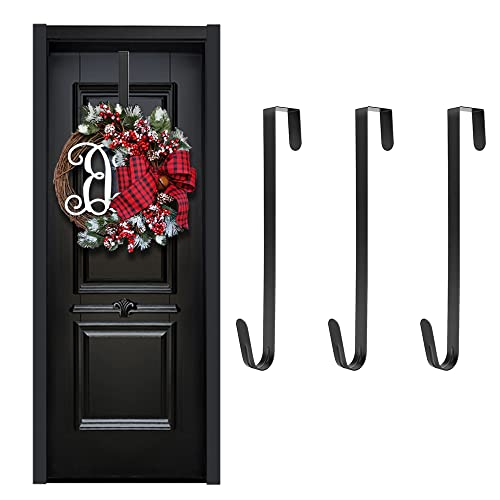 E-King Gancho individual para colgar sobre la puerta – 3 percheros de Puerta para Abrigos,Albornoces o Toallas – Cuelga Ropa Individual para la Puerta del Pasillo o del baño – Negro