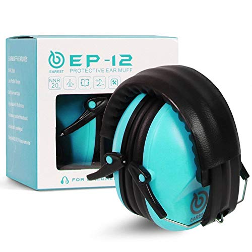 EAREST Orejeras de Protección Reducción de Ruido, Earmuffs Protectores Auditivos de Seguridad Anti-ruido, NRR 20DB Profesional Orejas Defensores con Bolsa para Adultos Niños Bebes - Azul