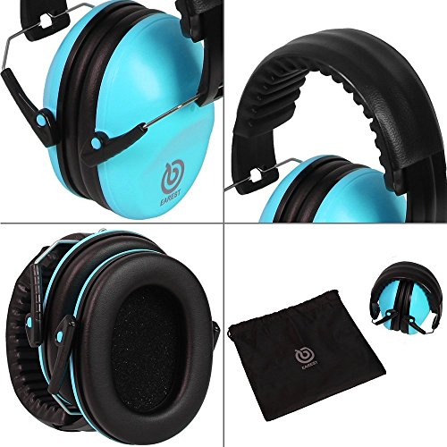 EAREST Orejeras de Protección Reducción de Ruido, Earmuffs Protectores Auditivos de Seguridad Anti-ruido, NRR 20DB Profesional Orejas Defensores con Bolsa para Adultos Niños Bebes - Azul