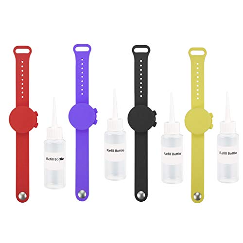 Eariy 4 Piezas Ajustable Pulsera Dispensador De Desinfectante Manos Dispensador Gel Hidroalcoholico con Apriete La Botella,para La Escuela Viajes Al Aire Libre Lavado Diario De Manos