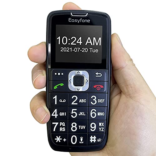 Easyfone Prime-A6 gsm Teléfono Movil para Personas Mayores con Teclas Grandes, Audífonos Compatibles, SOS Botones, Batería de 1050 mAh, Base de Carga (Negro)