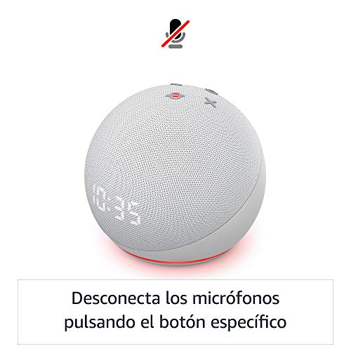 Echo Dot (4.ª generación) | Altavoz inteligente con reloj y Alexa | Blanco