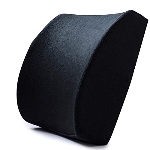 Ecloud Shop Almohadilla de Soporte Lumbar de Espuma de Memoria con cojín Trasero, Correa Ajustable, Alivio de la Almohada para el Dolor de Espalda Adecuado para la Silla de Oficina, Negro