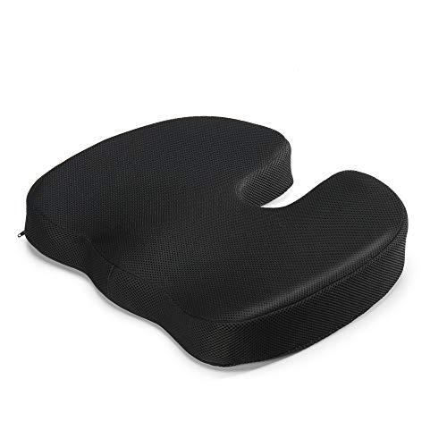 Ecloud Shop Cojín de Silla Cojín de Asiento de Espuma viscoelástica en Forma de U Funda de Malla Cojín de Soporte de cóccix Cojín de Asiento para hogar y Silla, Alivio del coxis y Dolor de Cadera