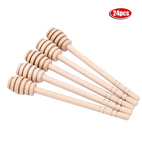 EDDWIIN Honey Dripper Stick-24Pcs Palo de madera para goteros de miel, pequeño palillo agitador de cucharas de miel para tarro de miel Dispensación de miel(16cm)