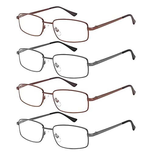 EFE Gafas de Lectura Hombres Mujeres 4-Pack Diseño de Bisagra de Resorte con Montura de Gafas de Metal Ligeros Cómodos 1.5