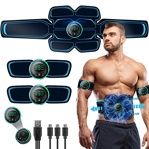 Electroestimulador Muscular, Abdominales Cinturón, Estimulador Muscular Abdominales, Masajeador Eléctrico Cinturón con USB, EMS Ejercitador del Abdomen/Brazo/Piernas/Cintura (Hombre/Mujer)