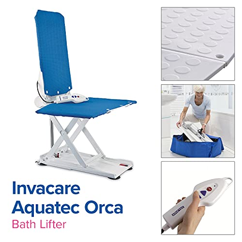 Elevador de baño reclinable - Invacare Aquatec Orca Bath Lift - Ayuda para el baño y seguridad - Cubiertas azules