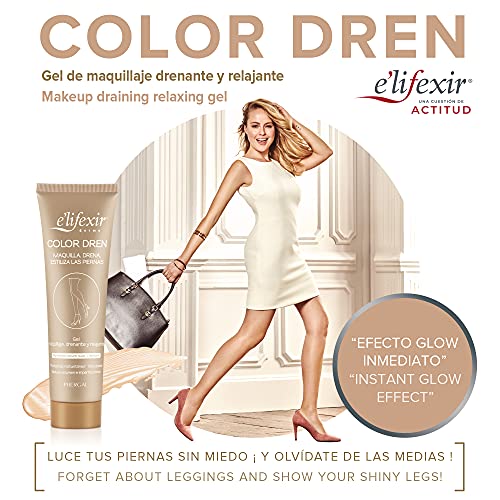 Elifexir Color Dren | Maquillaje para Piernas. Maquilla, Drena y Estiliza con Color Bronceado, Autobronceador Corporal, Crema Efecto Medias Invisibles, No Mancha y Rápida Absorción. 150ml