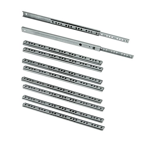 EMUCA Guías Laterales para cajones con rodamiento de Bolas 17mm x 246mm, extracción Parcial, Pack de 5 guías