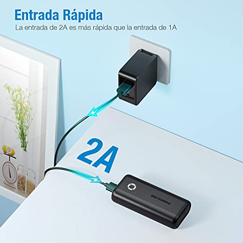 EnergyCell Mini Power Bank 10000mAh Batería Externa con Salida de 2.4A Carga rápida para Dispositivos Inteligentes-Negro