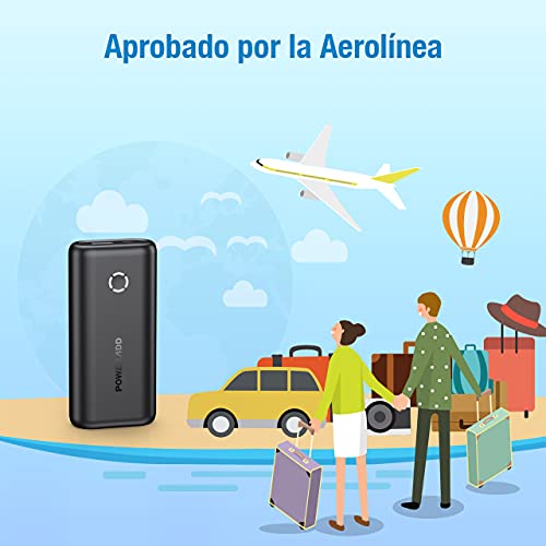 EnergyCell Mini Power Bank 10000mAh Batería Externa con Salida de 2.4A Carga rápida para Dispositivos Inteligentes-Negro