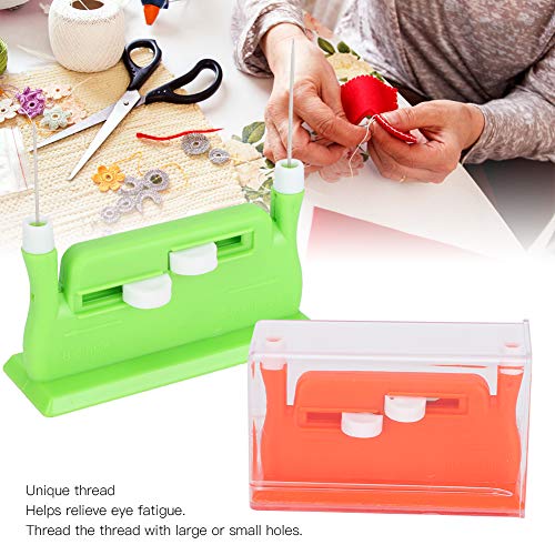 Enhebrador automático para Agujas Gruesas y Finas 2 piezas para coser a mano, enebradores de agujas a mano, agujas maquina de coser con 10 agujas naranja verde