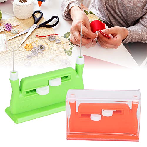 Enhebrador automático para Agujas Gruesas y Finas 2 piezas para coser a mano, enebradores de agujas a mano, agujas maquina de coser con 10 agujas naranja verde