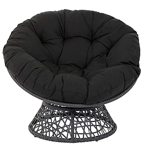 erddcbb Gardens Papasan - Silla con cojín de Tela, Almohadillas para sillas de Nido de Huevos Impermeables para Exteriores, cómodas hamacas para Colgar, Columpio, Negro, 90 x 90 cm