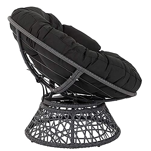 erddcbb Gardens Papasan - Silla con cojín de Tela, Almohadillas para sillas de Nido de Huevos Impermeables para Exteriores, cómodas hamacas para Colgar, Columpio, Negro, 90 x 90 cm