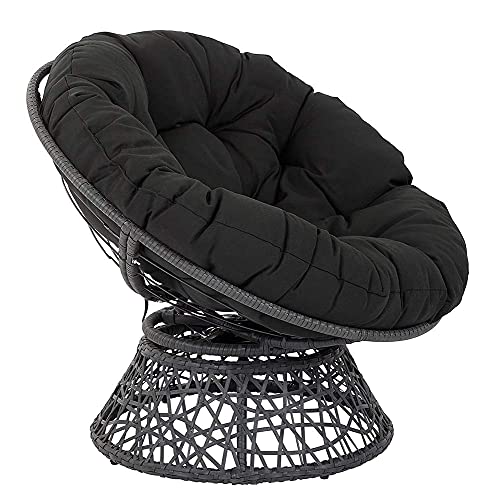 erddcbb Gardens Papasan - Silla con cojín de Tela, Almohadillas para sillas de Nido de Huevos Impermeables para Exteriores, cómodas hamacas para Colgar, Columpio, Negro, 90 x 90 cm