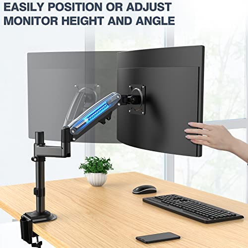 ErGear 13”-35”/12KG Soporte Monitor Para Ultra Pantalla con Innovadora Tecnología de Resorte de Gas Completo de Movimiento Brazo Monitor Inclinación +85º/-30º Giro 180º Rotación 360º VESA 75/100mm