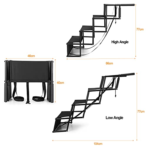 Escalera para perros plegable para coche, rampa para perros, rampa para mascotas, resistente y estable, rampa antideslizante para maletero de coche, soporta hasta 80 kg, para perros grandes y pequeños