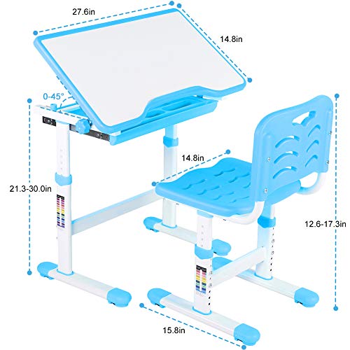 Escritorio Para Niños Juego De Escritorio Para Niños Altura Ajustable Escritorio Infantil Reguable En Altura Con Cajones Cajas De Lápices Estantes De Lectura Ortesis Mesa Infantil Con Silla Ergonómica