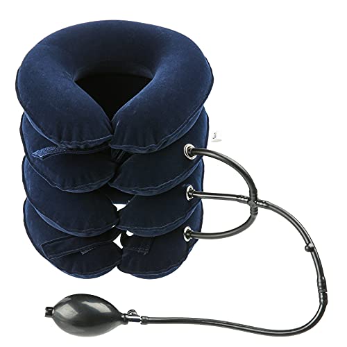 ESSORT Cojín de Tracción Cervical Inflable Ajustable 4 Capas Dispositivo De Tracción 25×35cm